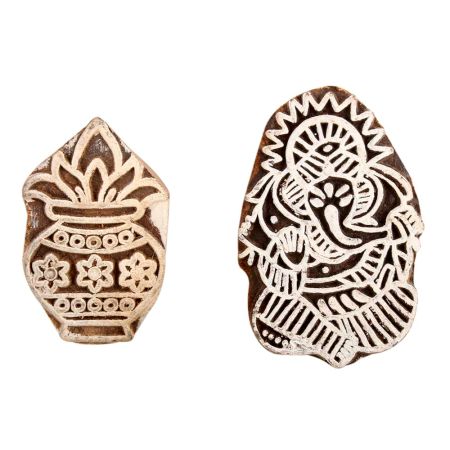 Set of 2 Piece New Mix Wooden Printing Block